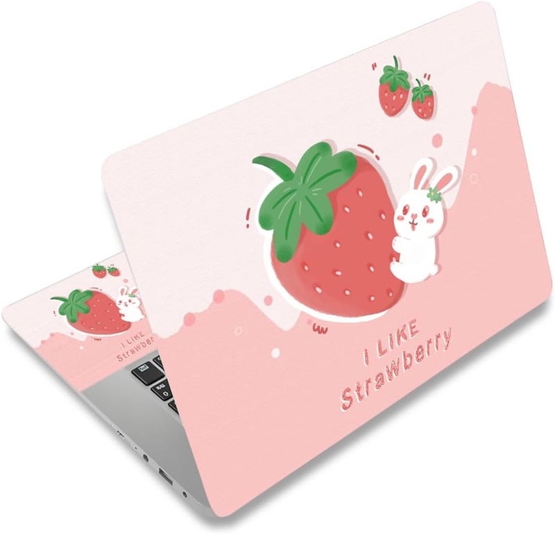 Laptop Skin Sticker Decal,12" 13" 13.3" 14" 15" 15.4" 15.6 inch Laptop Skin Sticker Cover Art Decal Protector Notebook PC (Strawberry, Rabbit)